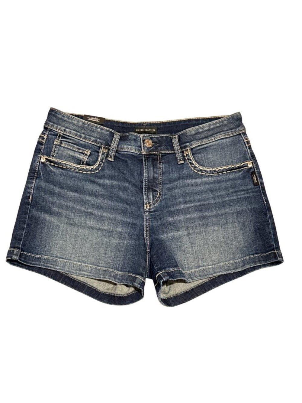 NWT Silver Jeans Co. Womens Suki Mid-Rise Denim Shorts Indigo 29 Dark Wash